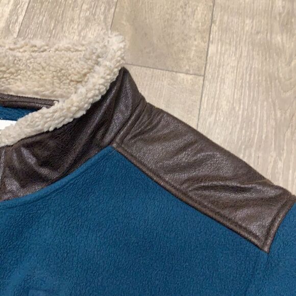 Mens Orvis Fleece Sherpa Collar Faux Suede Full Zip Jacket - Picture 6 of 6